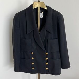 CHANEL  Vintage Wool Blazer, silk lining, original brass buttons, from Paris